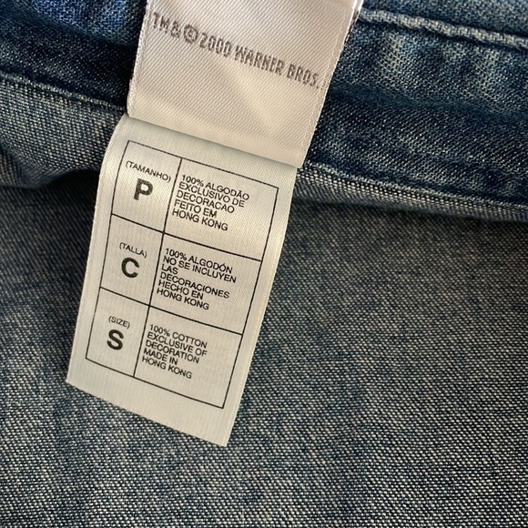 Vintage Tweety Bird Looney Tunes Cartoon Embroidered Denim Shirt Size S - Picture 6 of 11